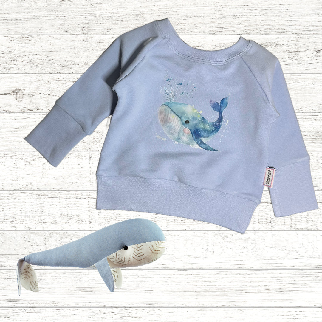 Blue Whale Graphic Blue Grow Along Crew Neck