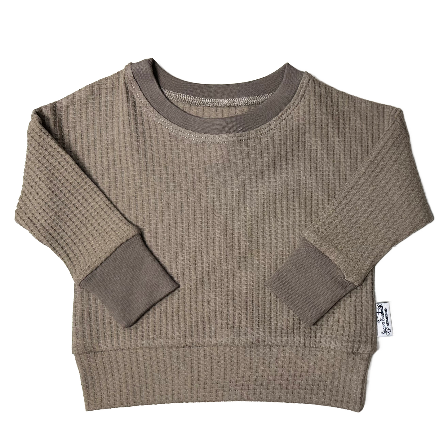 Biscuit Brown Waffle Knit Dolman Lounge Shirt