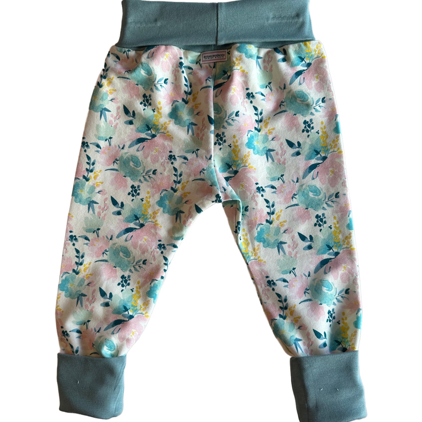 CLEARANCE Green and Pink Floral Print Growth Spurt Jogger Pants