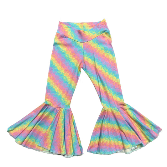 Pastel Rainbow Twirly Circle Bell Pants