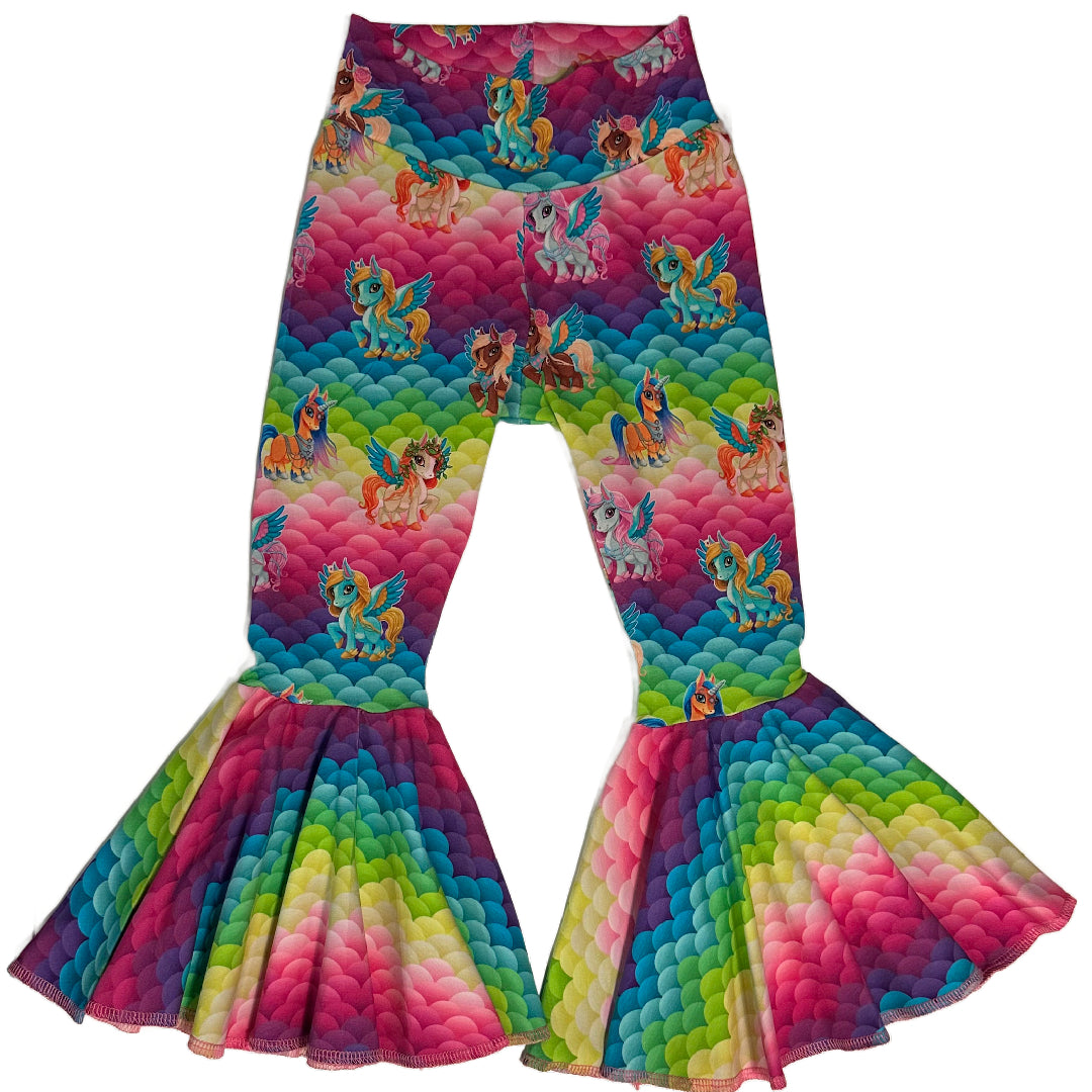 Rainbow Unicorn Mermaid Scale Print Circle Bell Pants