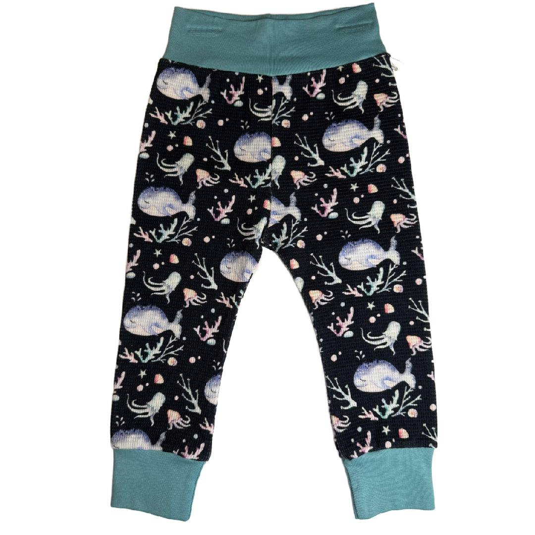 CLEARANCE Dark Blue Ocean Whale Print Growth Spurt Jogger Pants