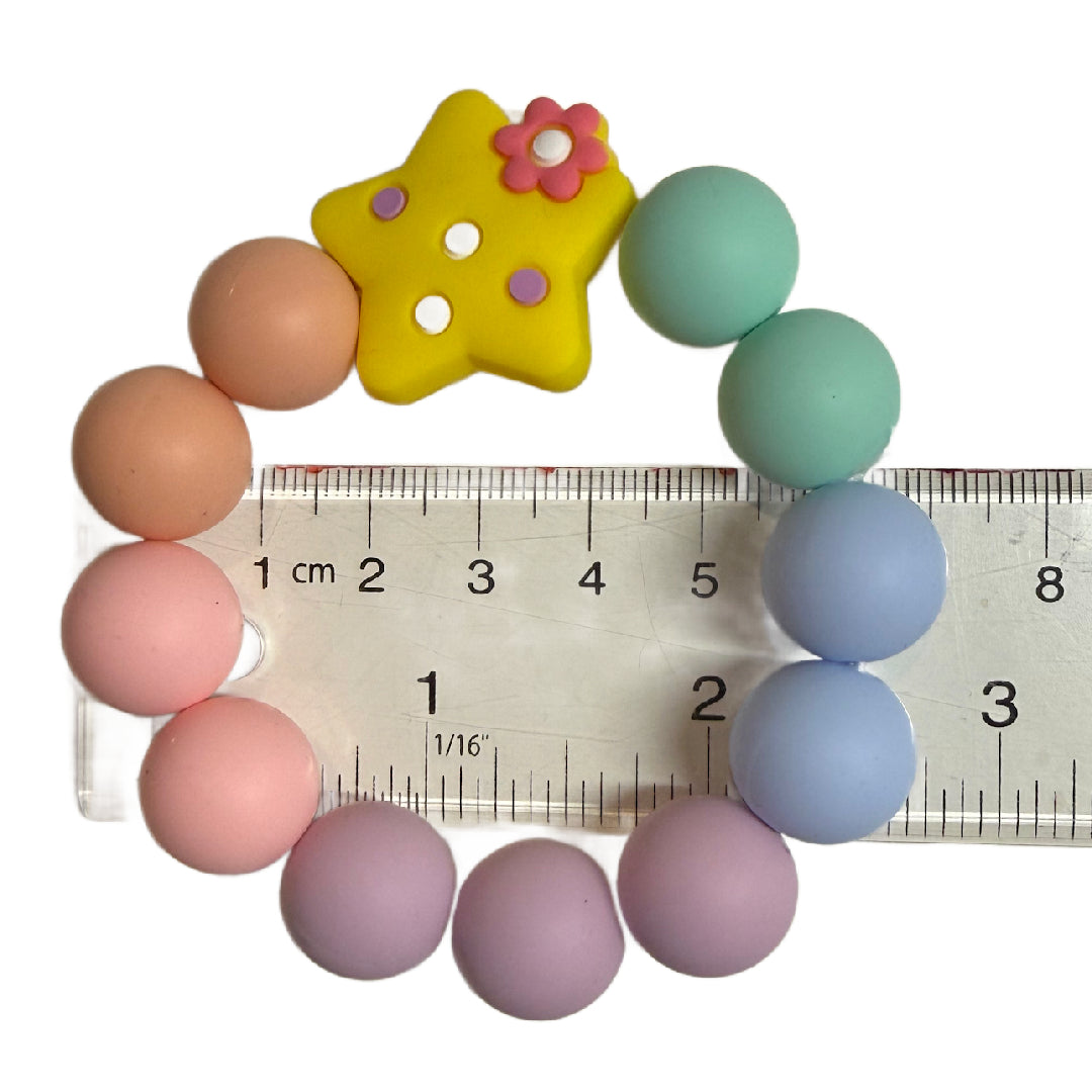 Pastel Rainbow Little Lovelies Silicone Bead Stretch Bracelet