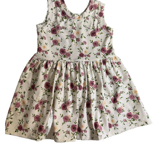Purple Rosebud Print Sleeveless Dress for Summer