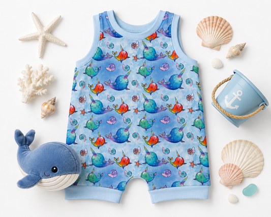 Ocean Print Summer Romper
