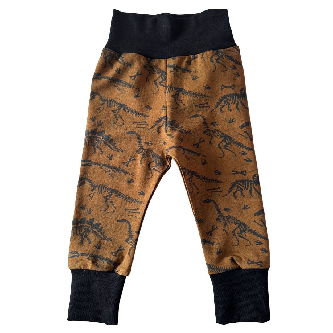 Brown Dinosaur Skeleton Fleece Growth Spurt Jogger Pants