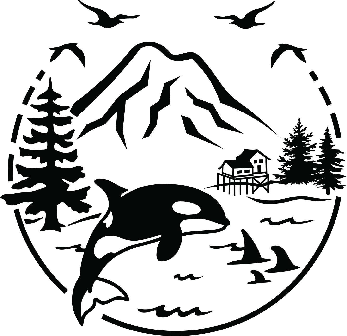 CLEARANCE Whale Graphic Design on Grey Hooded T-shirt