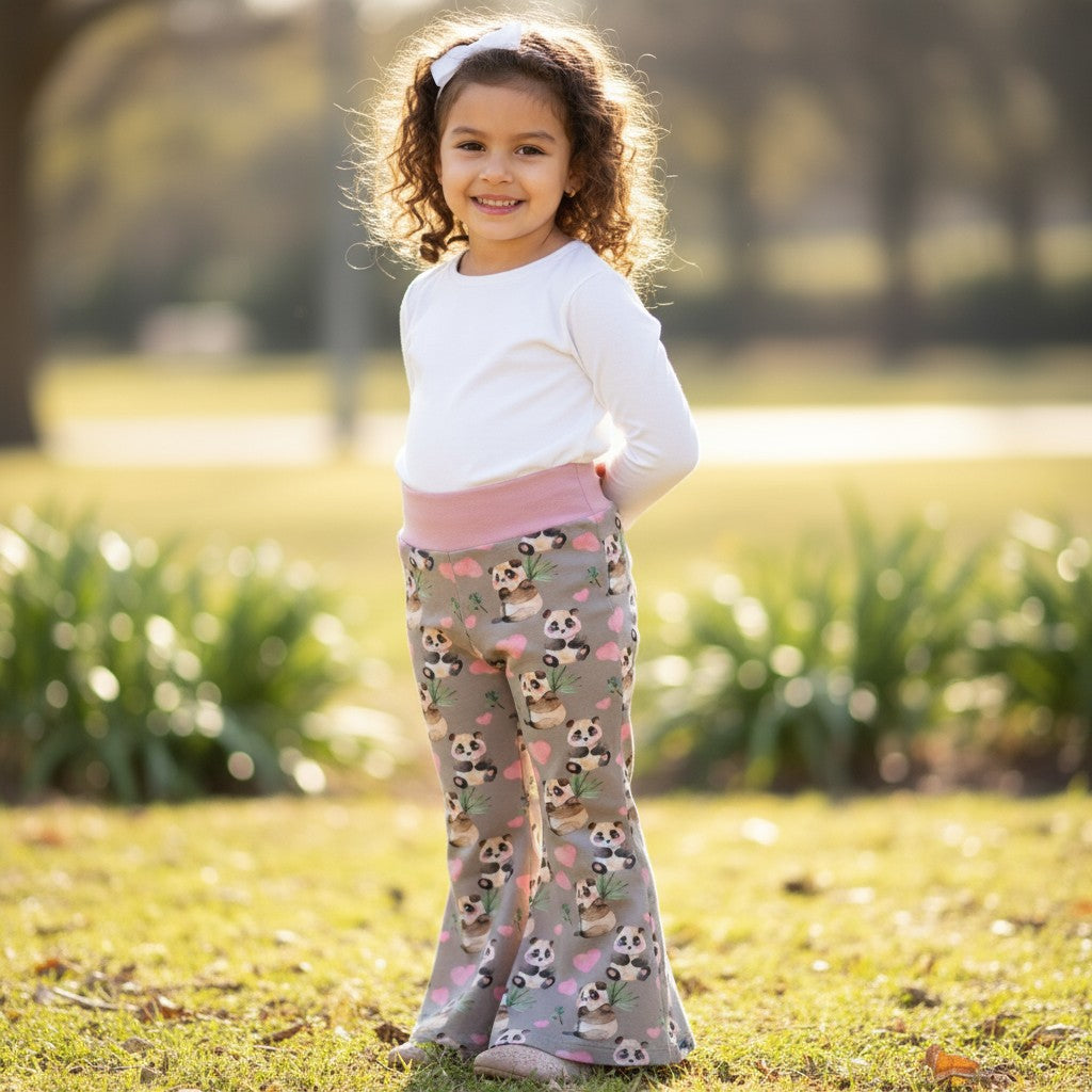 CLEARANCE Panda Print Bell Bottom Pants