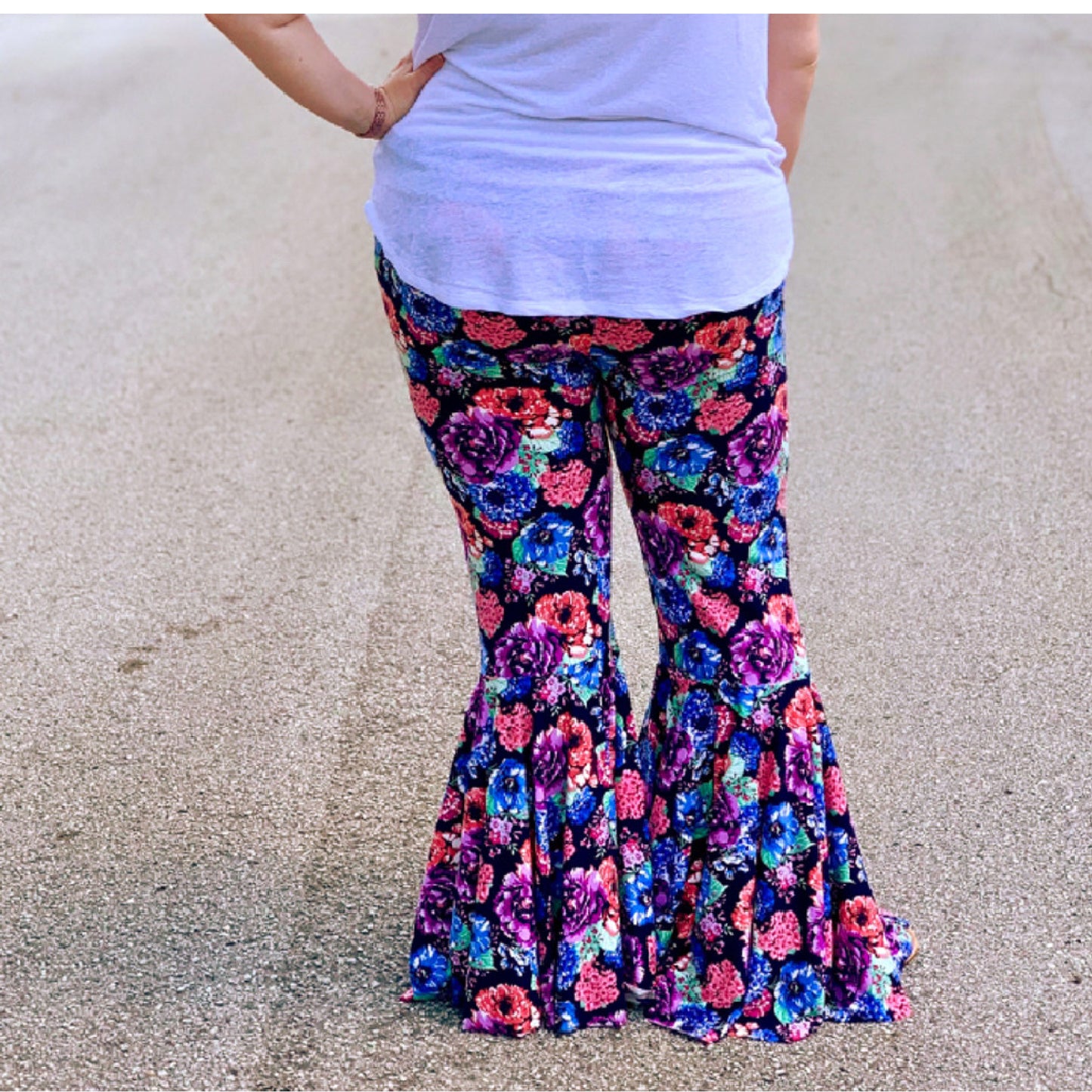 ADULT SIZE Blue Tie Dye Twirly Circle Bell Pants (Made to Order)