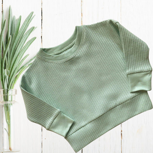 Chemise de détente Dolman en tricot gaufré vert sauge