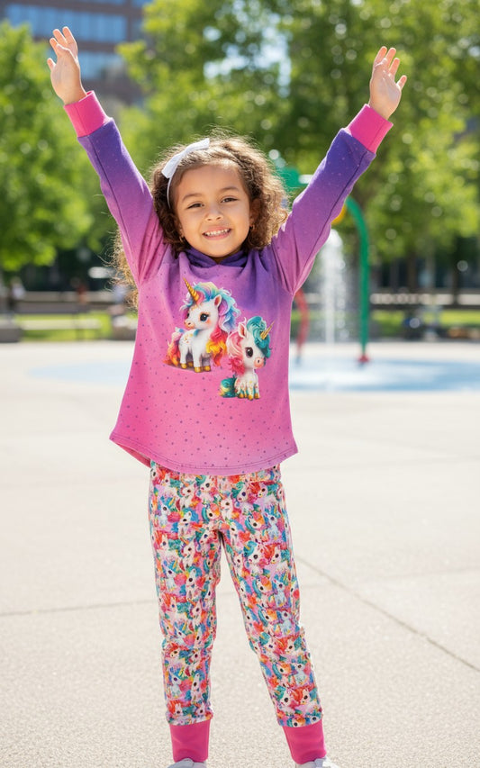 Pink Unicorns 2-Piece Matching Hoodie Joggers Set