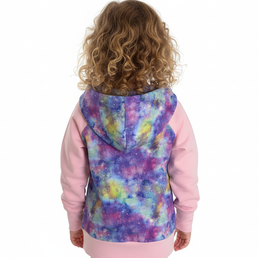 CLEARANCE Pink and Purple Galaxy Print Grow Along® Hoodie