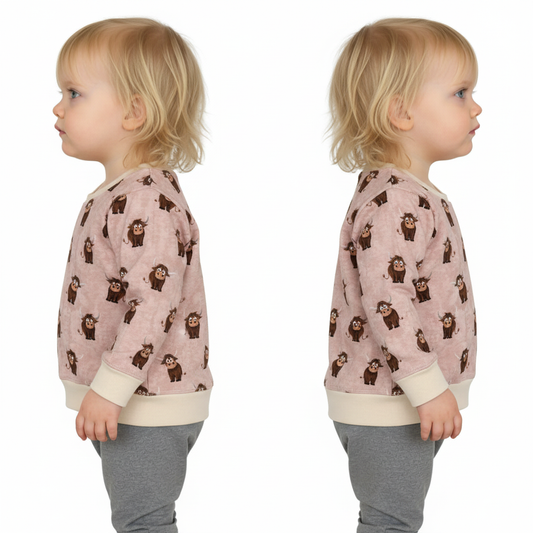 Taupe Highland COW Crew Neck Dolman Lounge Shirt