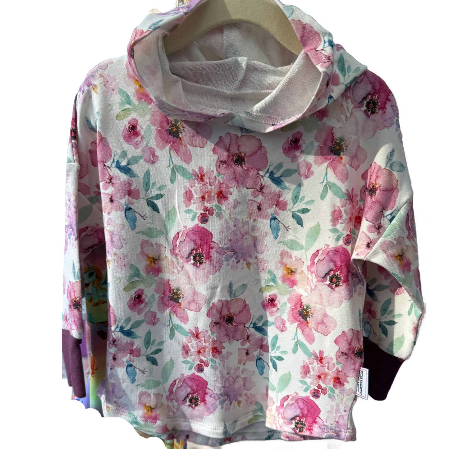 Pink Purple Floral 2-Piece Matching Hoodie Joggers Set