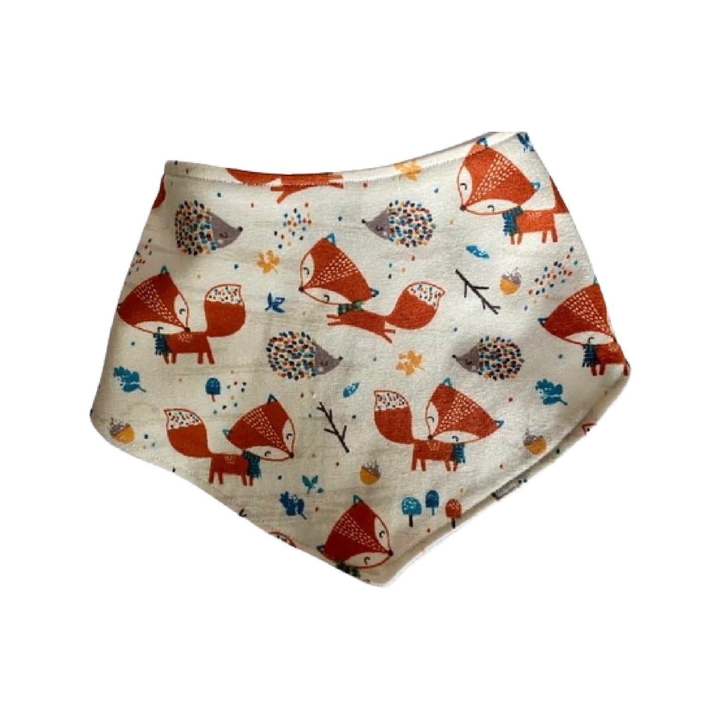 Cute Fox Print Baby Bandana Dribble Bib  Organic Cotton