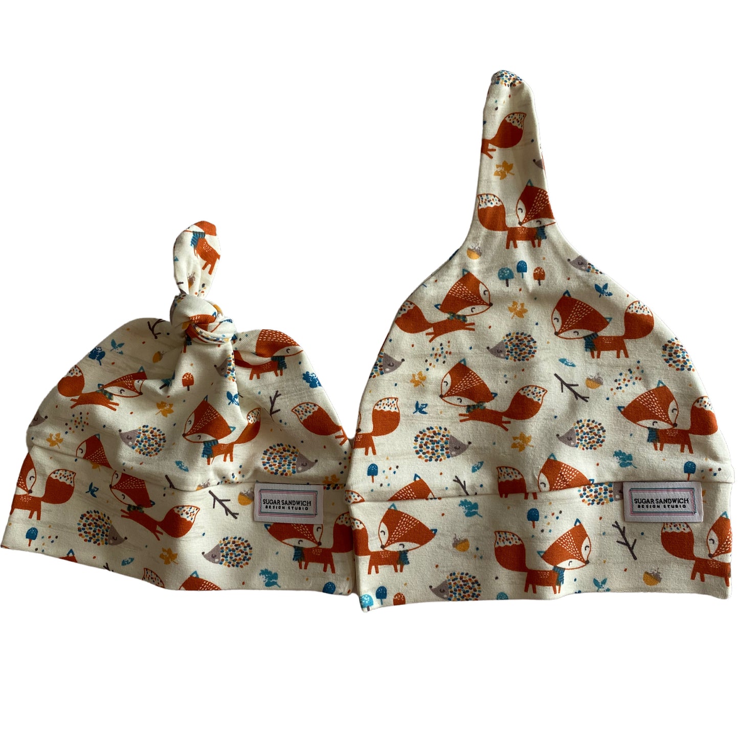 Cute Fox Print Top Knot Hat