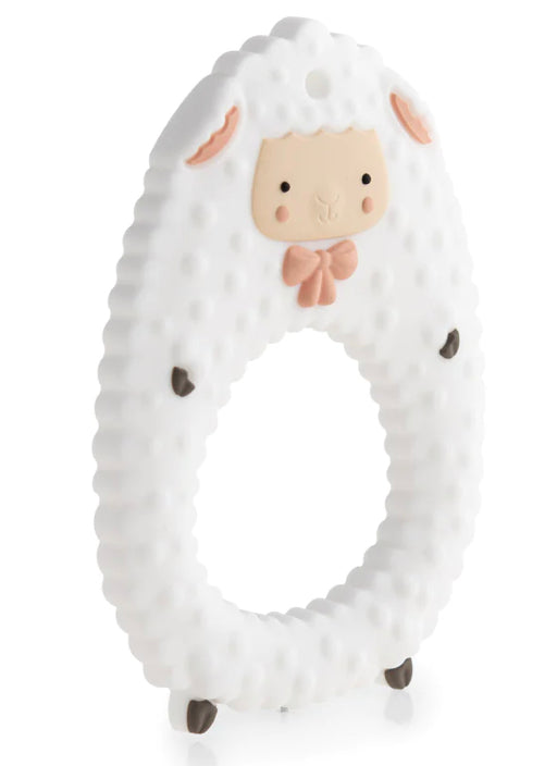 Pink Sheep Silicone Teether Toy with Food-safe Pendant