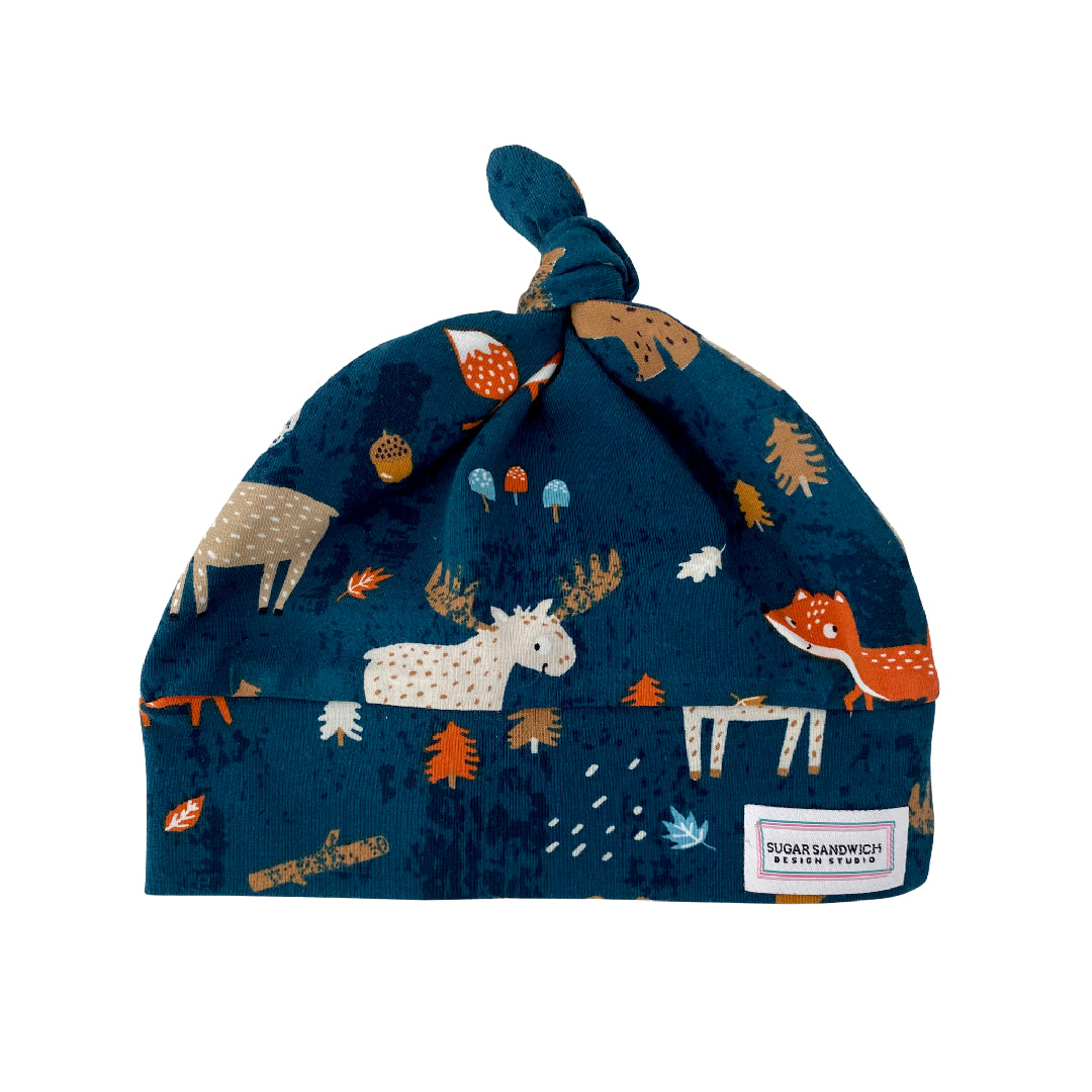 Jade Forest Woodlands Print Top Knot Hat