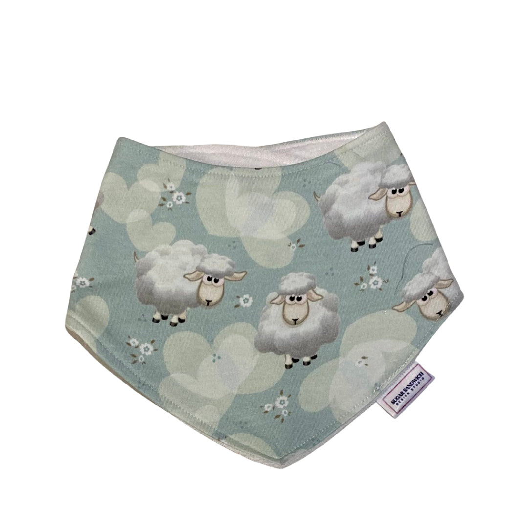 Green Sheep Print Baby Bandana Dribble Bib