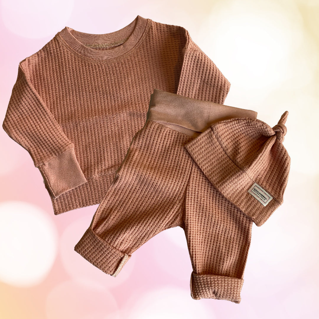 Rosewood Pink Waffle Knit Dolman Lounge Shirt