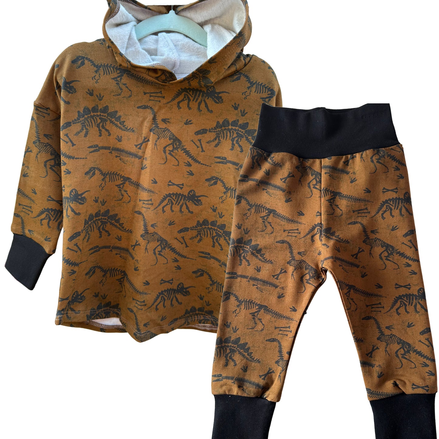 Brown Dinosaur 2-Piece Matching Hoodie Joggers Set