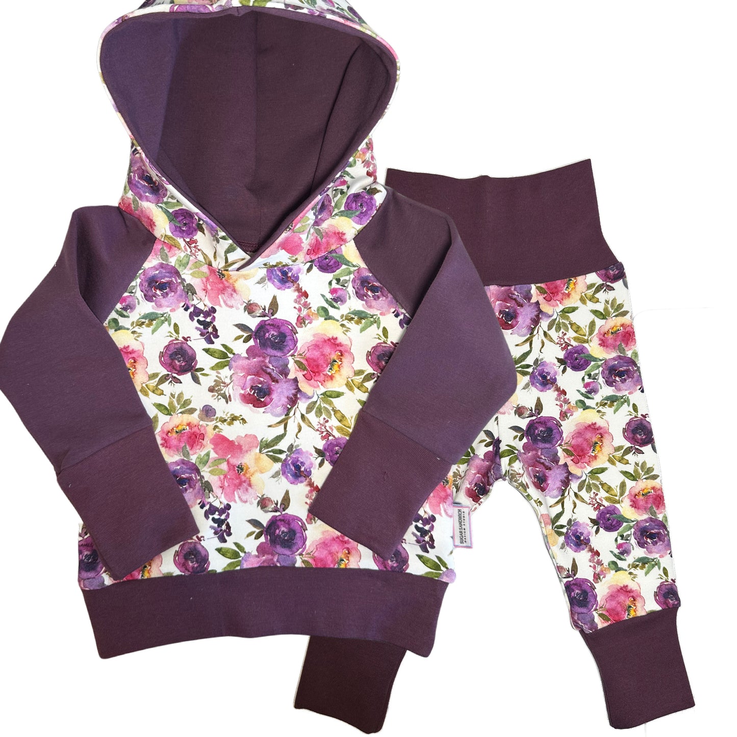 Purple Floral 2-Piece Matching Hoodie Joggers Set Grow Along Babywear®