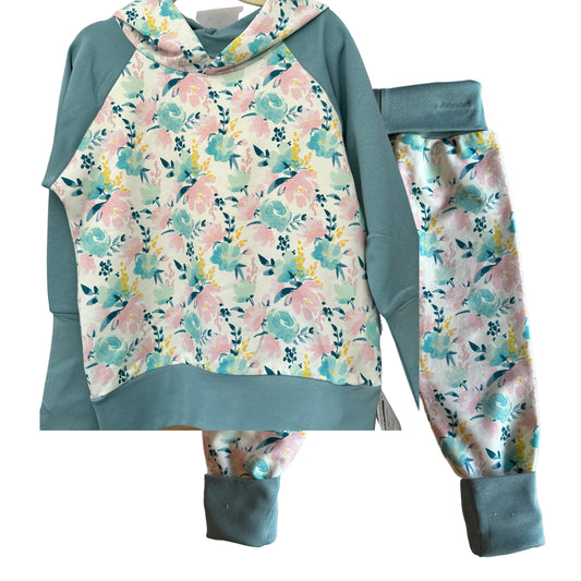 Green Floral 2-Piece Matching Hoodie Joggers Set Grow Along Babywear®