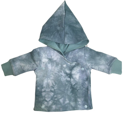 Conjunto de 2 piezas de chaqueta cruzada a juego, pantalones deportivos, algodón verde jade, teñido anudado, talla infantil 6-12M