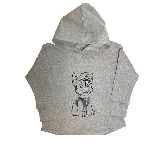 Paw Pups Graphic Design on Grey Hooded T-shirt
