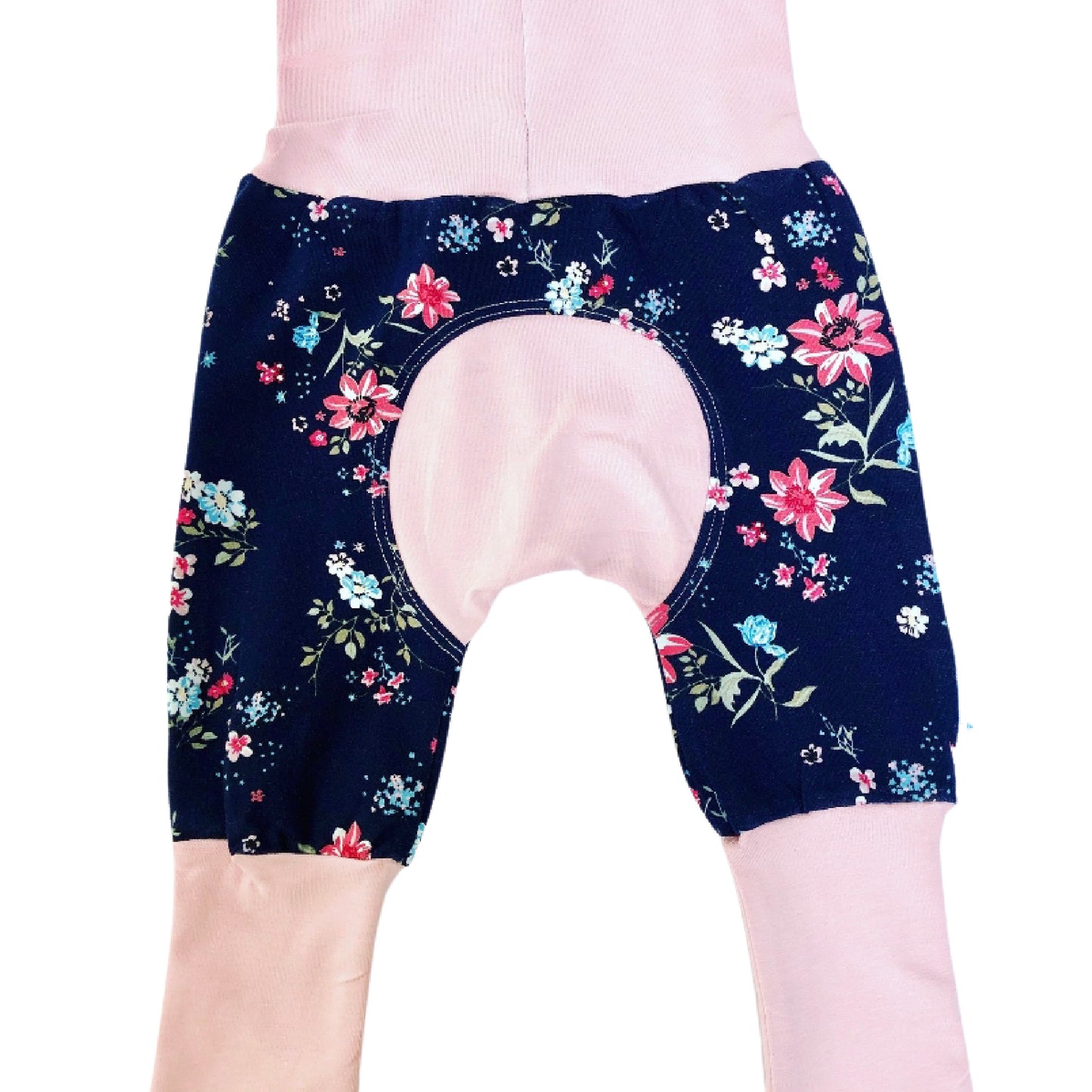 CLEARANCE Blue Pink Floral Grow Along Babywear® Pants Organic Cotton