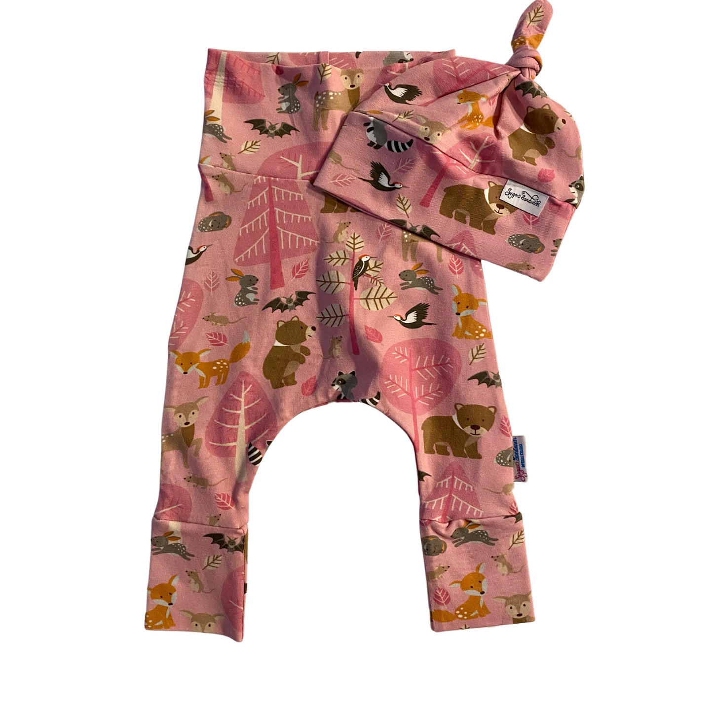 LIQUIDACIÓN Conjunto de 2 piezas Pink Woodlands Grow Along® pantalones harén y gorro de copa