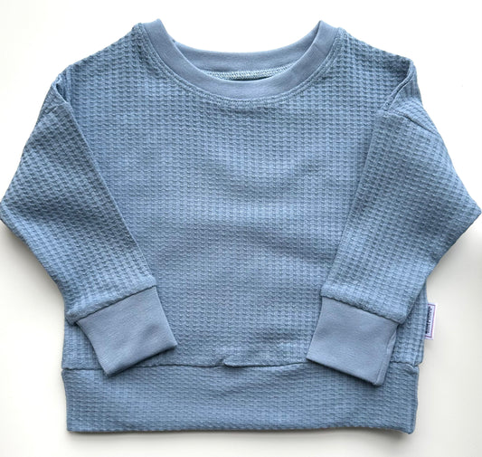 Chemise de détente Dolman en tricot gaufré bleu