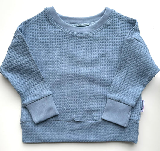 Blue Waffle Knit Dolman Lounge Shirt