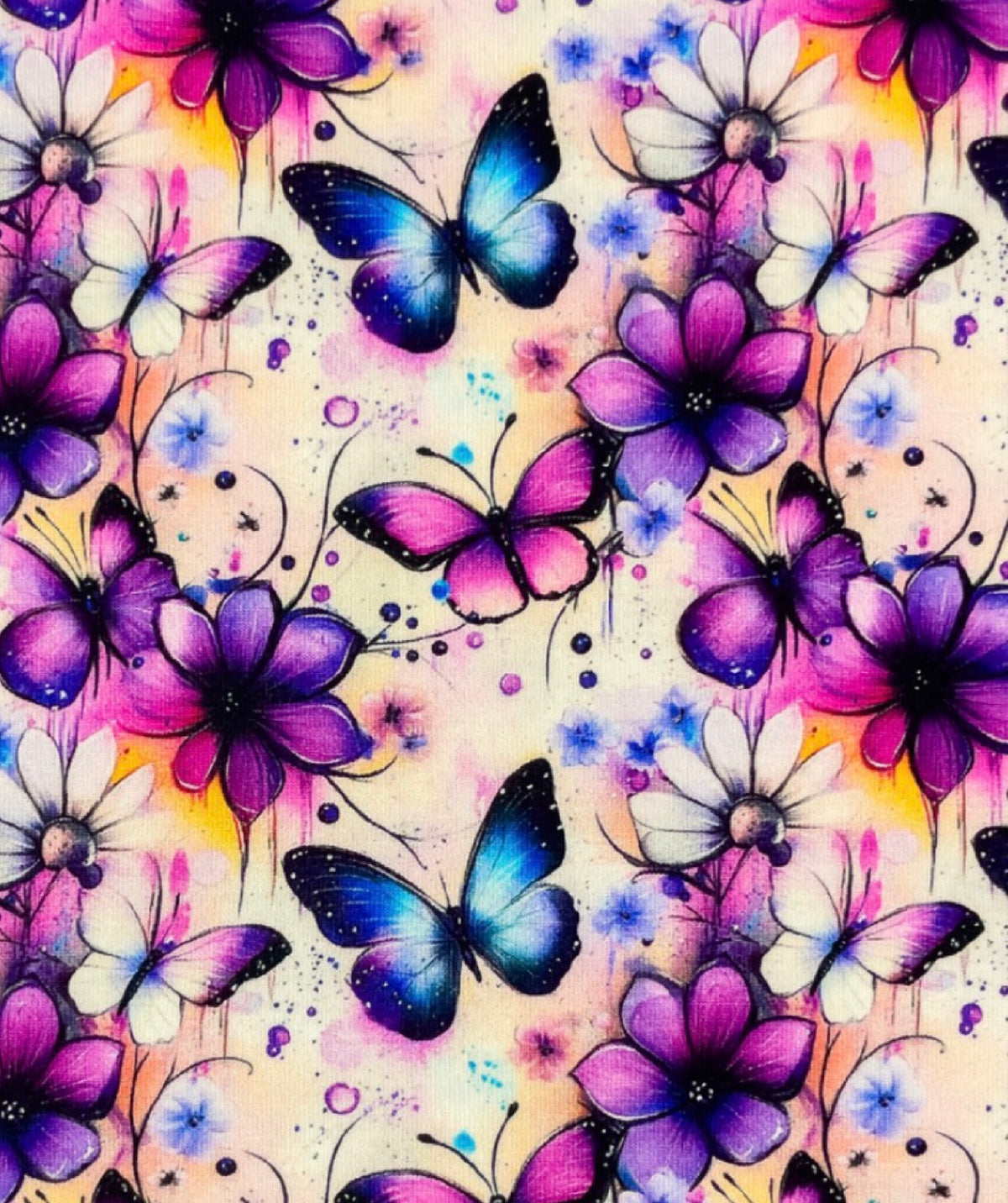 Purple Butterfly Short Sleeve Play Date Dress Stretch Knit