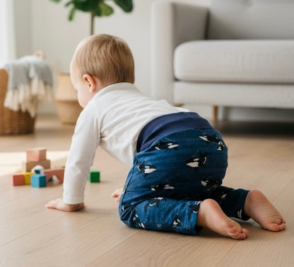 Blue Whale Baby Harem Pants & Hat Set