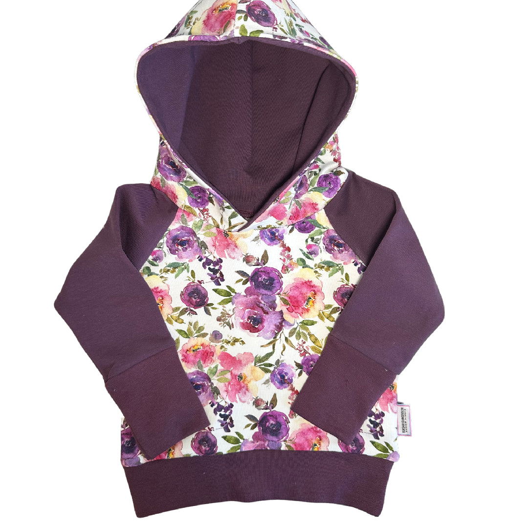 Purple Floral Grow Along® Hooded Sweater Hoodie Organic Cotton