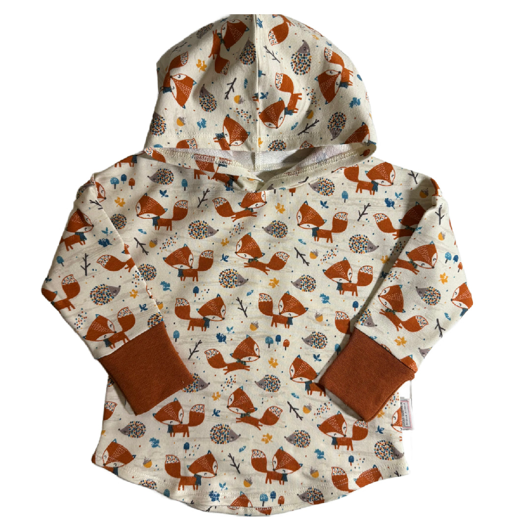 Fox Print Hooded T-shirt Organic Cotton