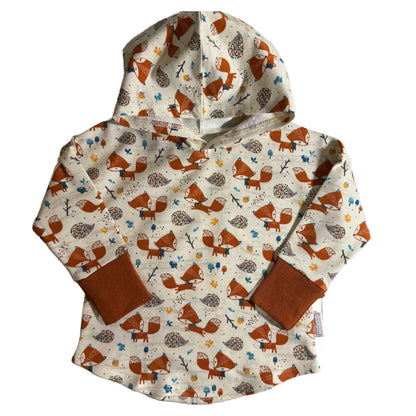 Fox Print Hooded T-shirt Organic Cotton