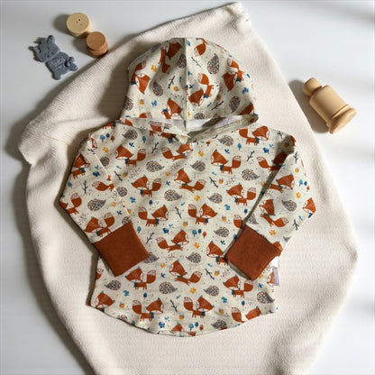 Fox Print Hooded T-shirt Organic Cotton