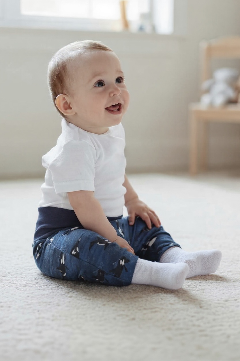 Blue Whale Baby Harem Pants & Hat Set