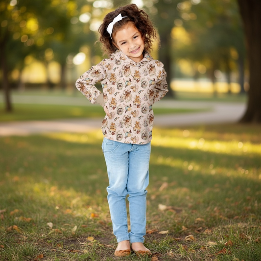 Sweet Woodlands Print Hooded T-shirt