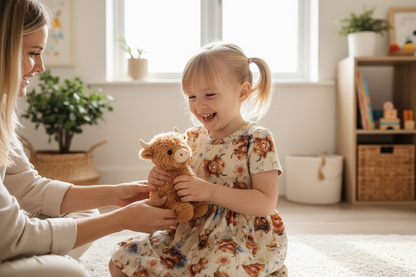 Highland Cow Print Short Sleeve Play Date Dress Stretch Knit Organic Cotton