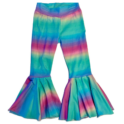 Pastel Rainbow Stripes Circle Bell Bottom Pants