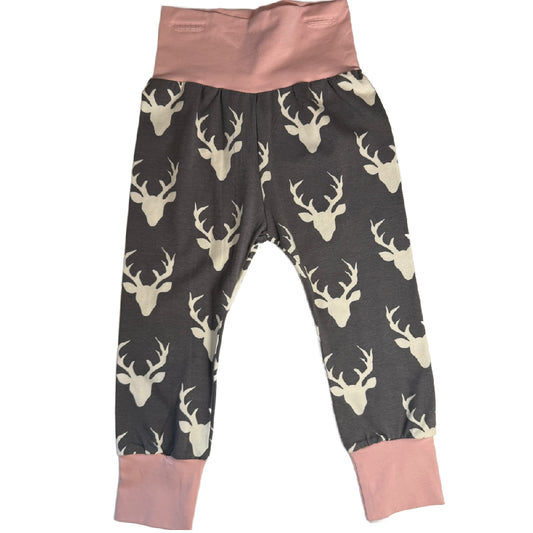 CLEARANCE Grey Deer with Pink Bands Print Growth Spurt Jogger Pants