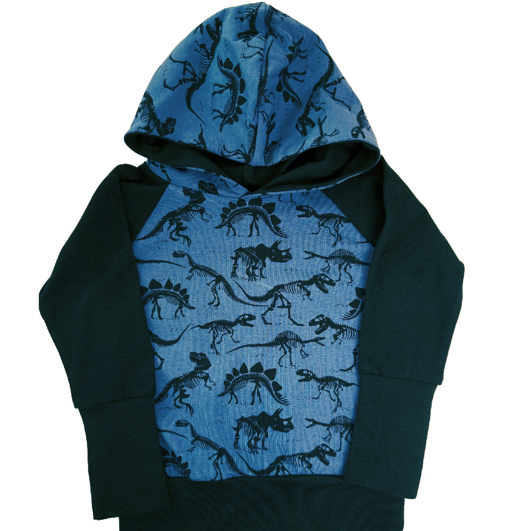 CLEARANCE Blue Dinosaur Skeletons Grow Along® Hooded Sweater Hoodie
