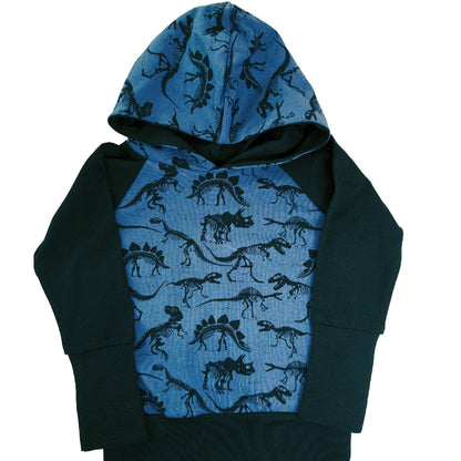 CLEARANCE Blue Dinosaur Skeletons Grow Along® Hooded Sweater Hoodie