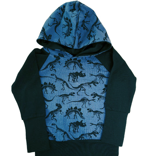 CLEARANCE Blue Dinosaur Skeletons Grow Along® Hooded Sweater Hoodie