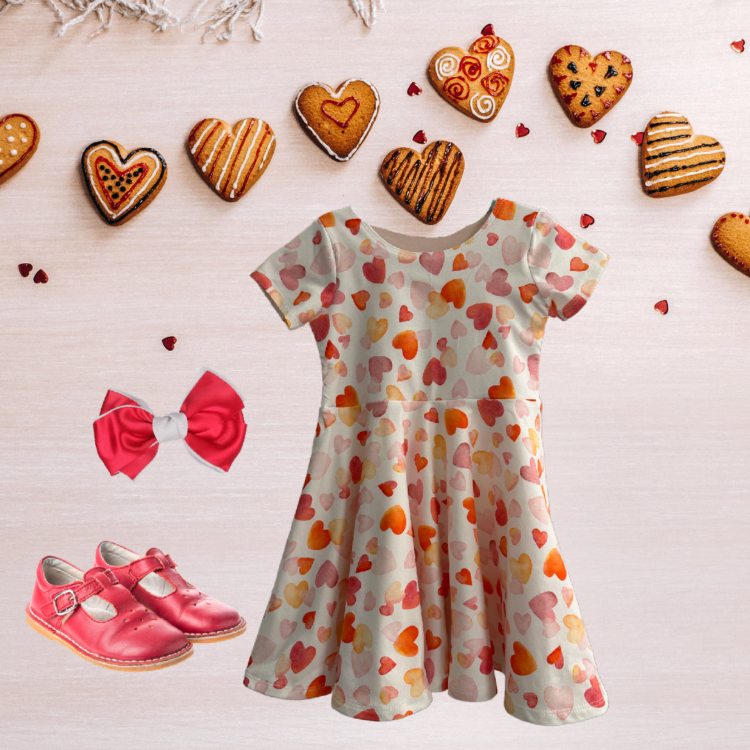 Vestido giratorio de corazones de San Valentín