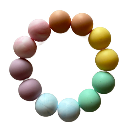Pastel Rainbow Little Lovelies Silicone Bead Stretch Bracelet
