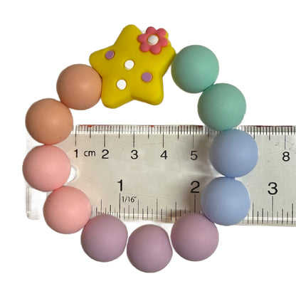 Pastel Rainbow Little Lovelies Silicone Bead Stretch Bracelet